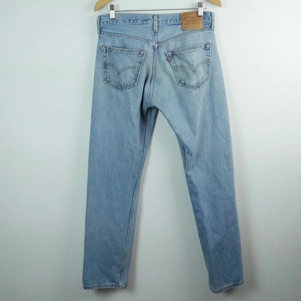 Vintage 90s Levis 501 Jeans 32x32 Light Wash Denim Grunge Thrashed Distressed